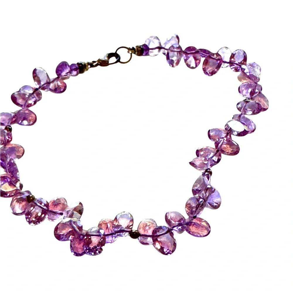 Elegant Purple Gemstone Flower Petal Bracelet. EUC
